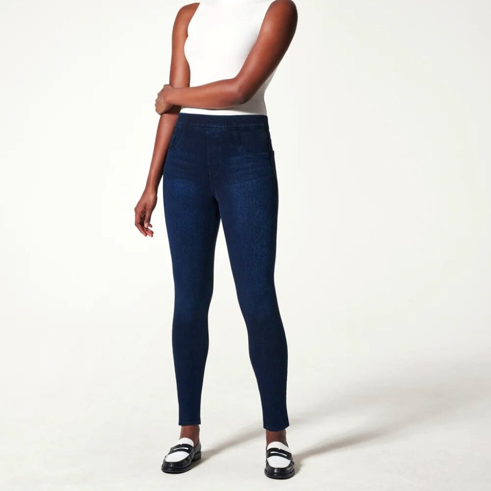 SPANX Jean-ish Ankle Leggings Pull On Shaping Jean Twilight Rinse MEDIUM #20018R